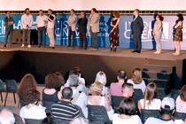 The press room at L’Isola del Cinema awards Pif