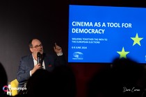 Institutional speakers discuss the importance of cinema as a tool to protect democracy and cultural diversity at the EFM